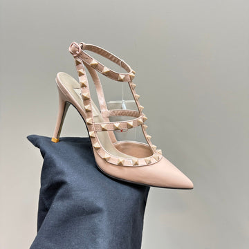 Rockstud Slingback 95MM Pink Patent Calfskin