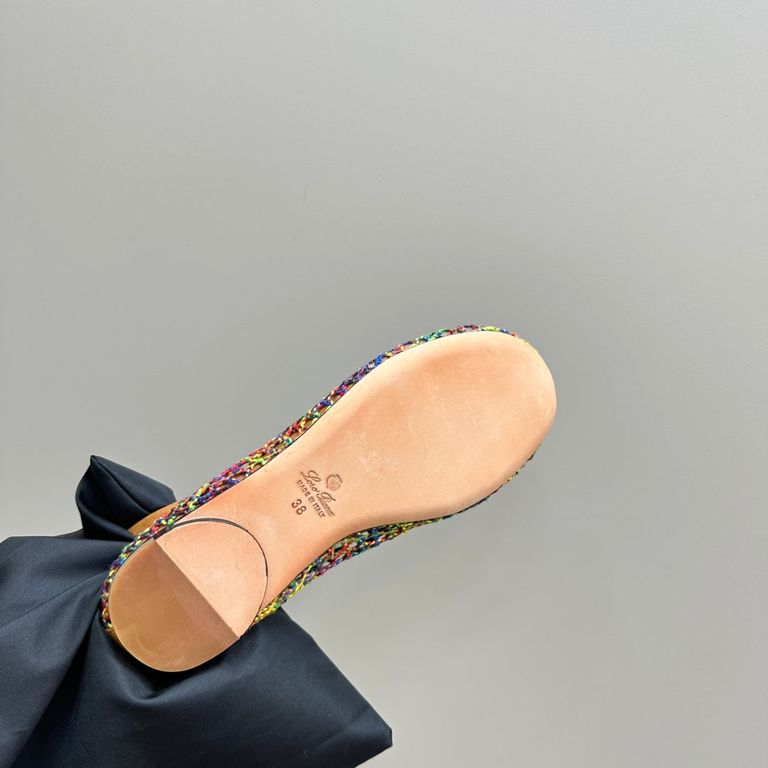 Floaty Flat Mocassin Sliper Multicolor Fabric