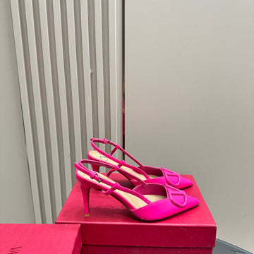 Vlogo Signaturue Bright Pink Patent Leather Slingback Pump 80MM