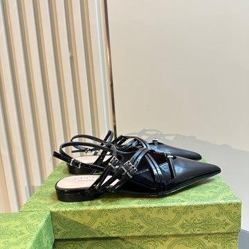 Slingback Cross Strap In Black Calfskin