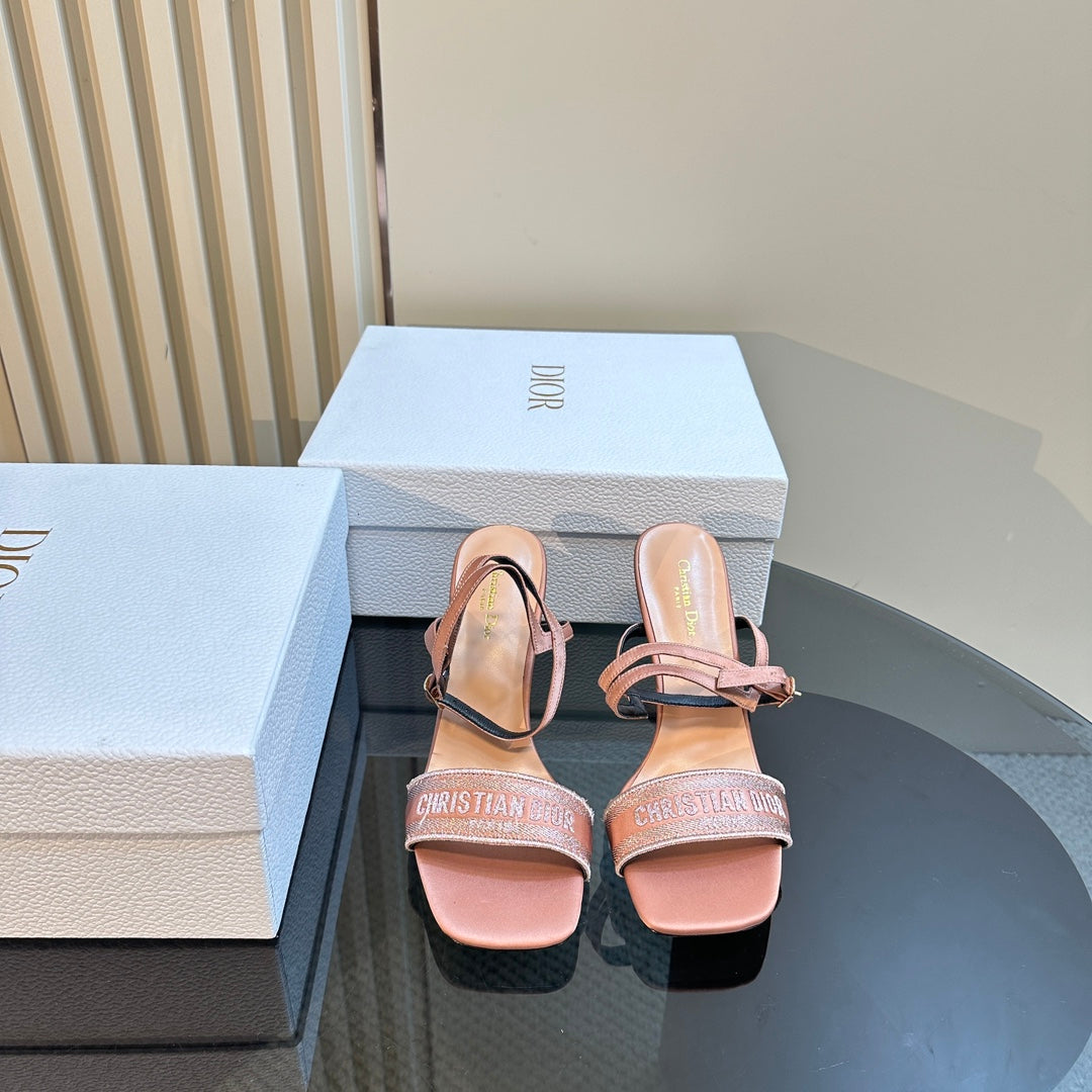 CD Dway Heeled Sandal 105MM Pink Silk And Lambskin