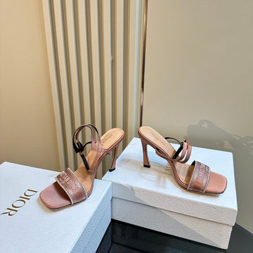 CD Dway Heeled Sandal 105MM Pink Silk And Lambskin