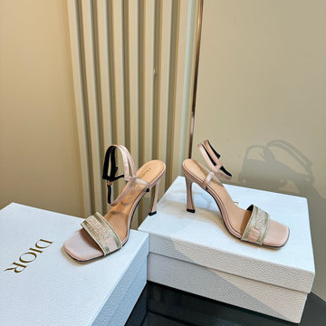 CD Dway Heeled Sandal 105MM Beige Silk And Lambskin