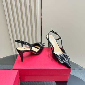 Vlogo Glow Laminated Nappa Leather Slingback Pump 80MM Black Mix Beige 999048