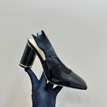 Miss Dior Paris Slingback Pump In Black Glossy Cowhide 998870