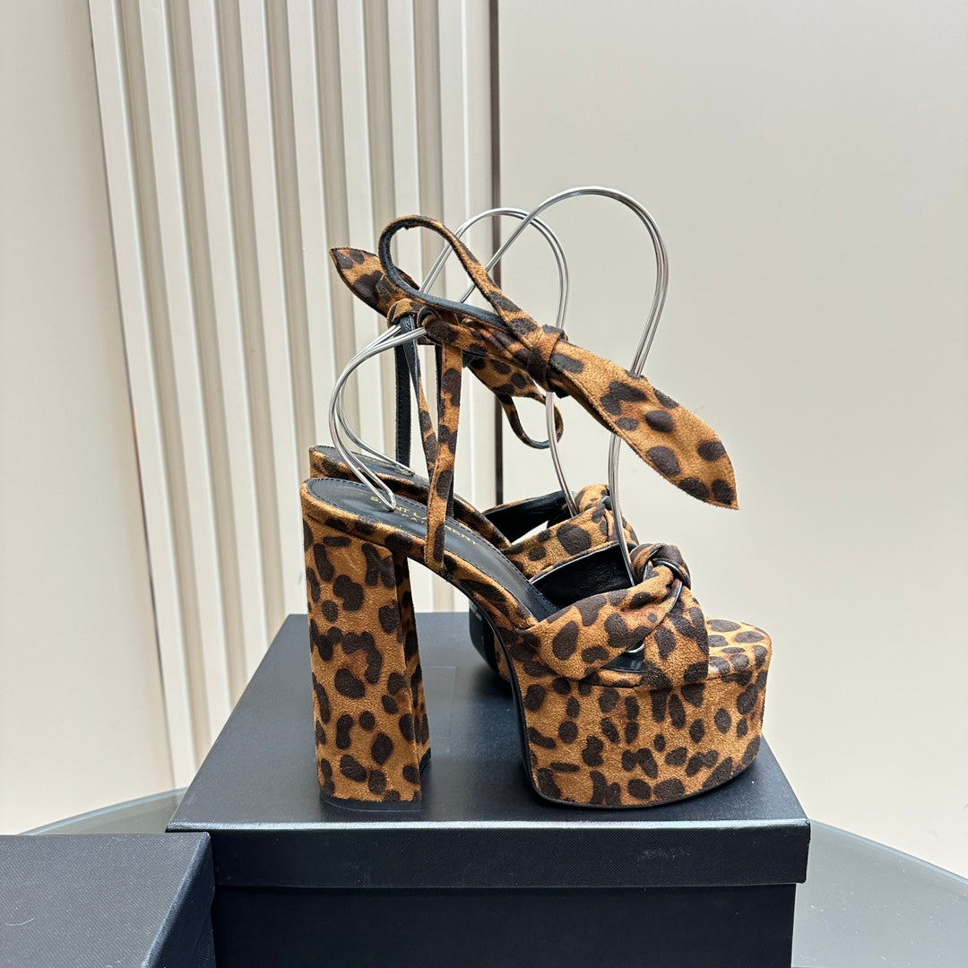Bianca Platform Sandals In Leopard Print Suede