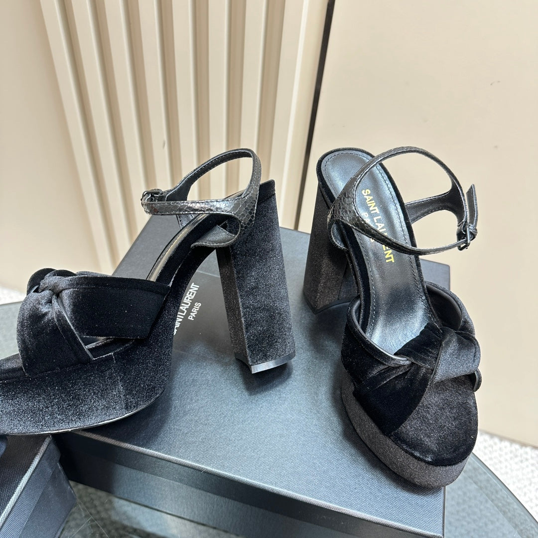 Bianca Platform Sandals In Black Velvet