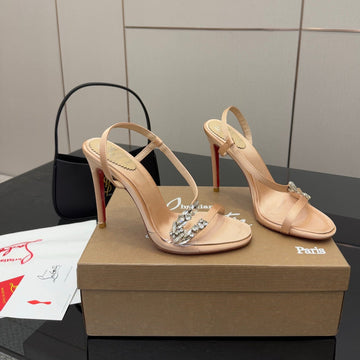 Cl Diamond Sandals 10.5cm Champagne Silk 299880