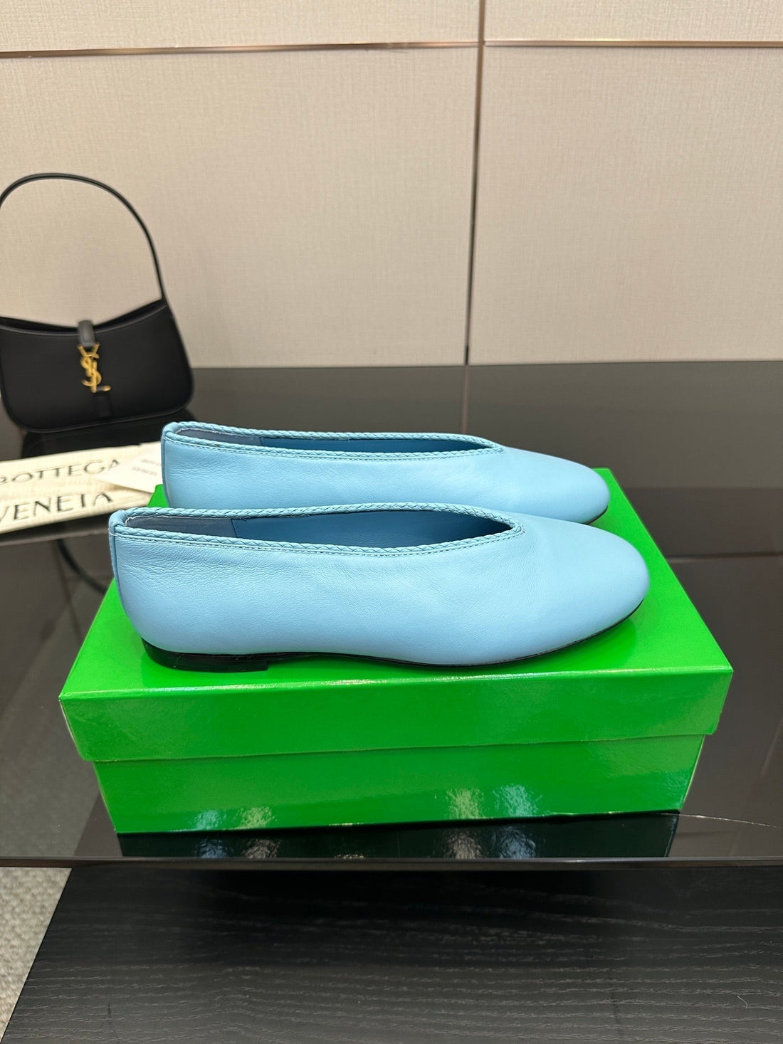 Bv Puddle Ballet Flat Blue Lambskin 427639