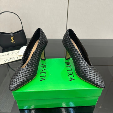 Bv Sofia Pump 90MM Black Intreccio Leather 427651