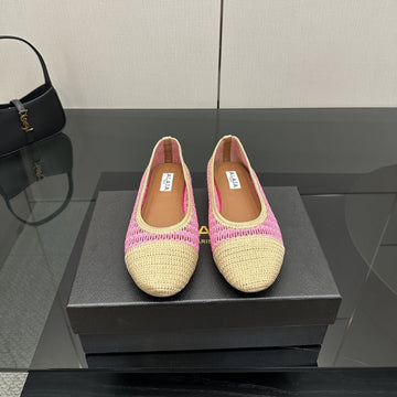 Alaïa 2025 Ballet Flat Beige Pink Raffia 433751