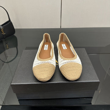 Alaïa 2025 Ballet Flat Beige White Raffia 433755