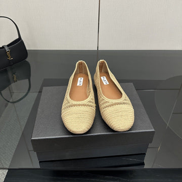 Alaïa 2025 Ballet Flat Beige Raffia 433756
