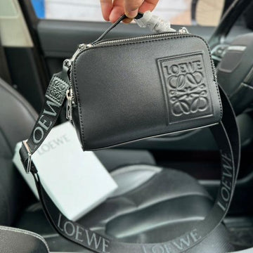 Loe Mini 18 Camera Cross Body Bag In Black Calfskin
