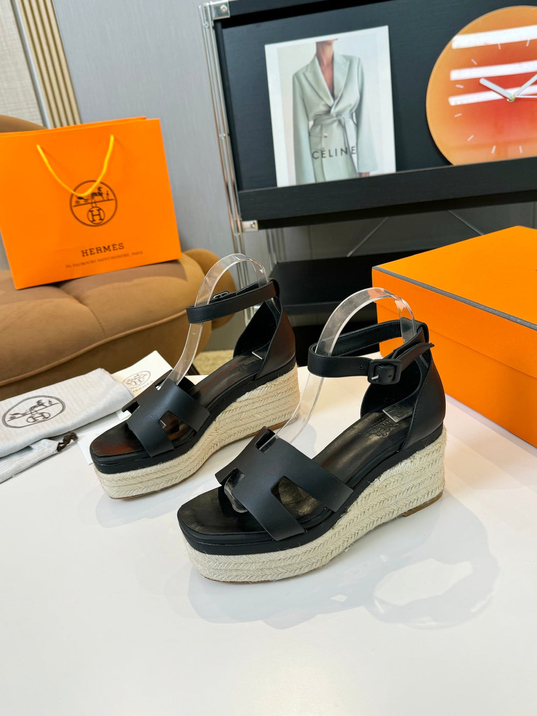 Elda Espadrille 80 Black Calfskin