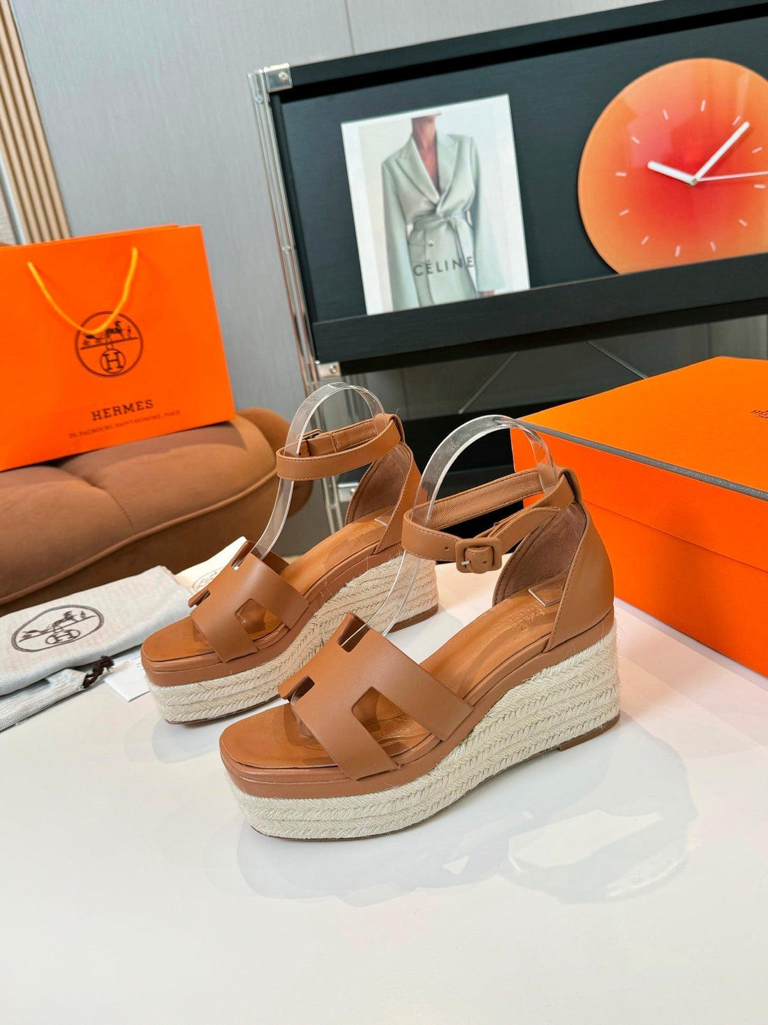 Elda Espadrille 80 Tan Calfskin