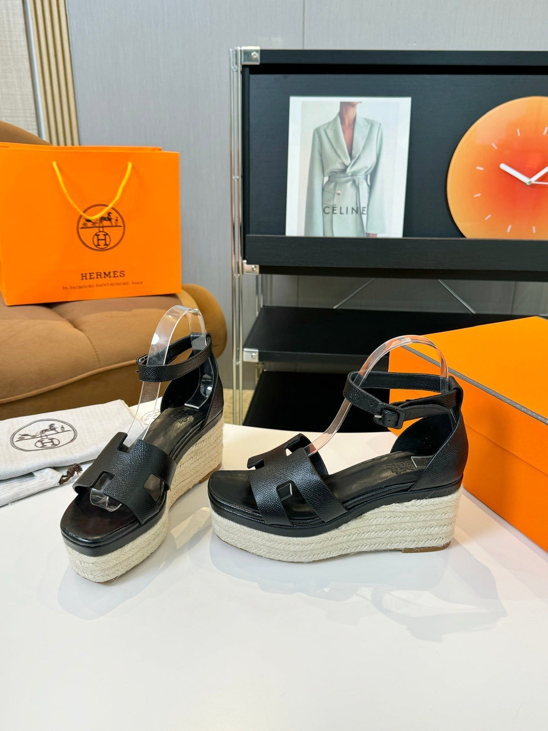 Elda Espadrille 80 Black Epsom Calfskin