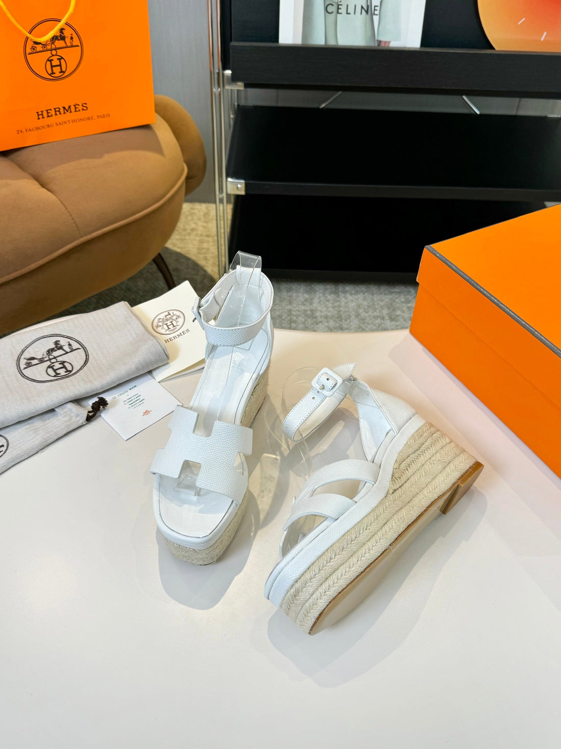 Elda Espadrille 80 White Epsom Calfskin