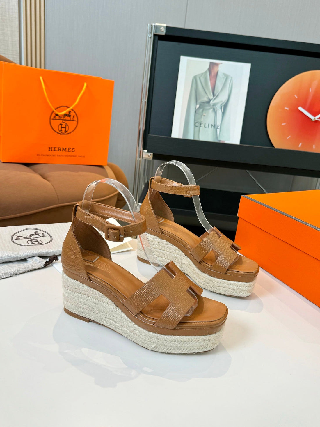 Elda Espadrille 80 Light Brown Epsom Calfskin