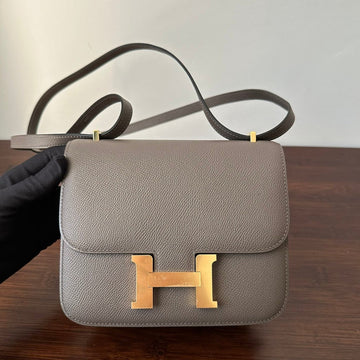 Constance 18 Etoupe Epsom Gold Hardware