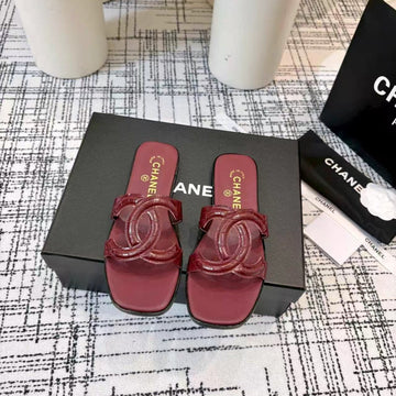 CC 26S Open-Toe Sandal Burgundy Glossy Sheepskin 681938