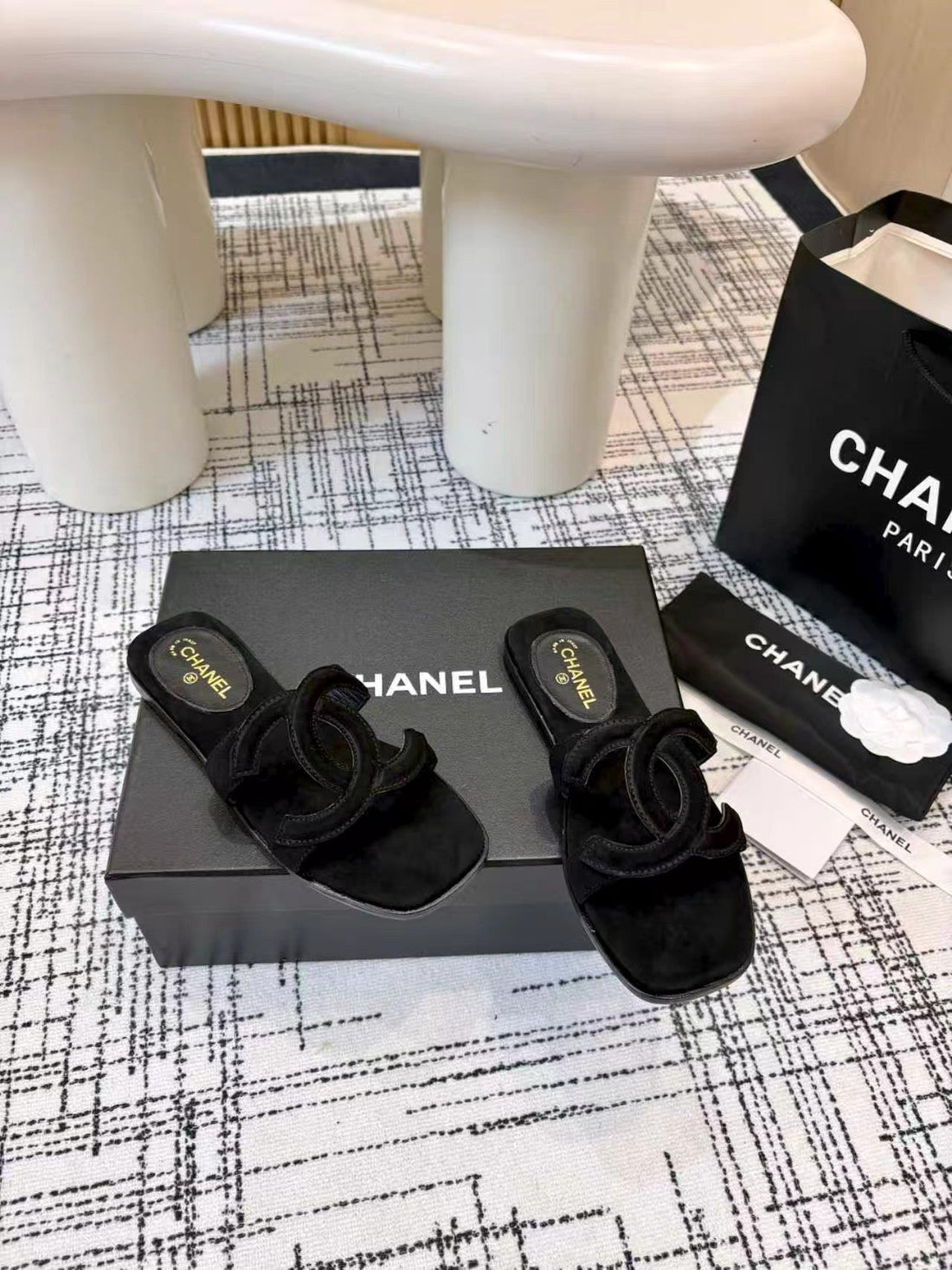 CC 26S Open-Toe Sandal Black Suede 681942