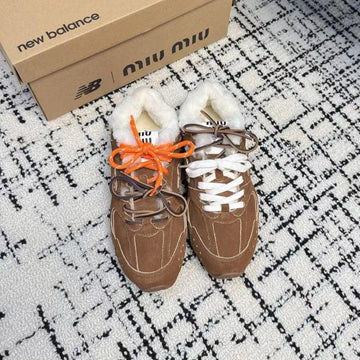 Miu Balance 530 Sl Sneakers Fleece Lining Dark Brown Suede