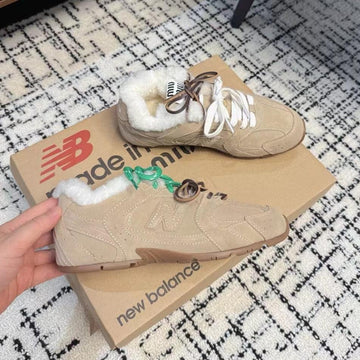 Miu Balance 530 Sl Sneakers Fleece Lining In Light Brown Suede