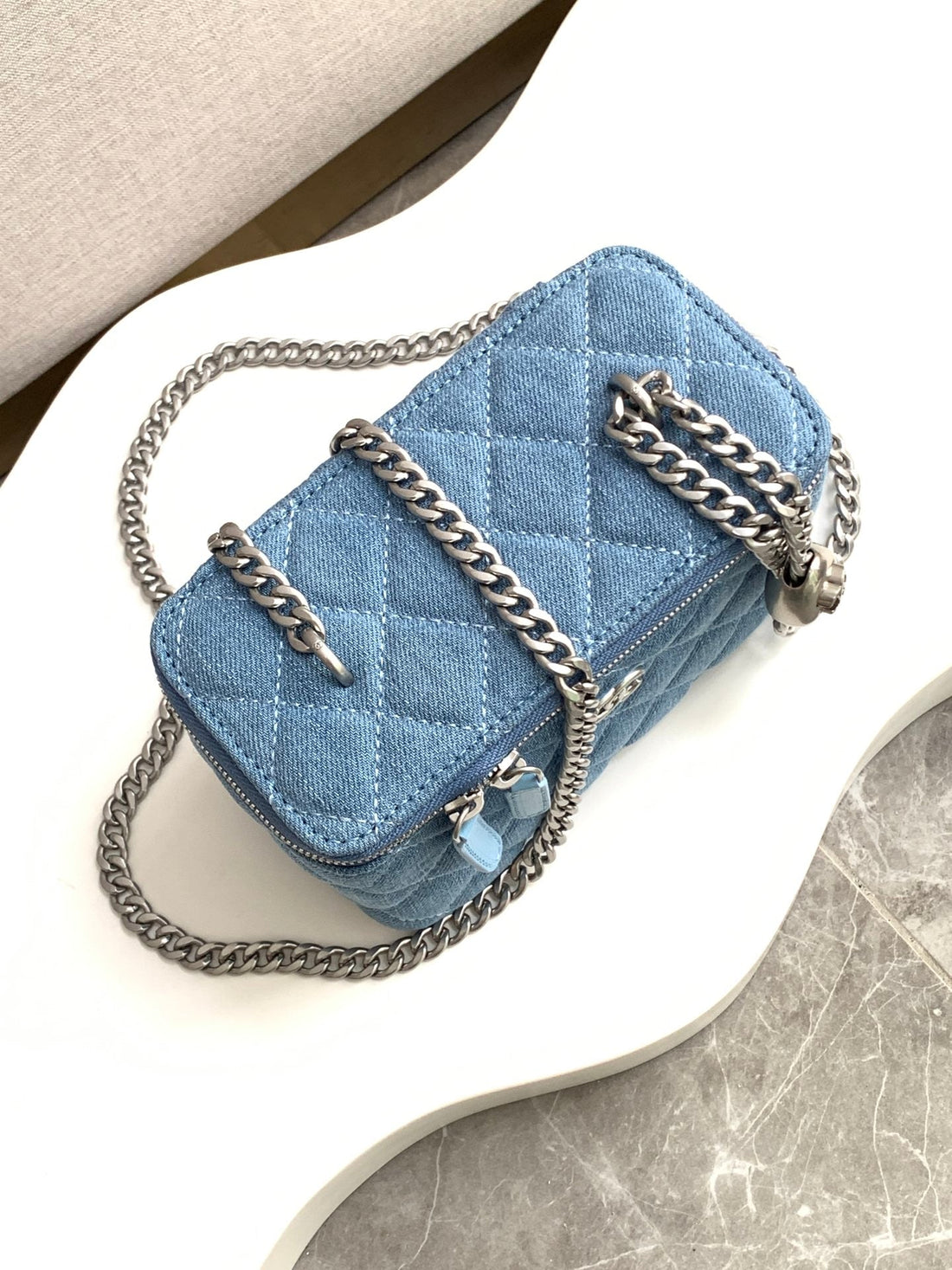 CC 24K Vanity 18CM Blue Denim Silver Hardware