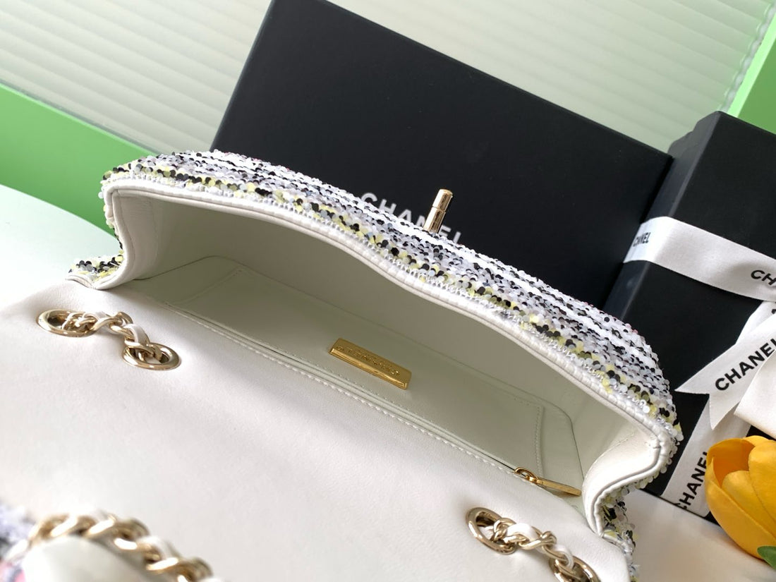 CC 24S Flap Bag Mini 21CM Multicolor Sequin Gold Hardware 238437
