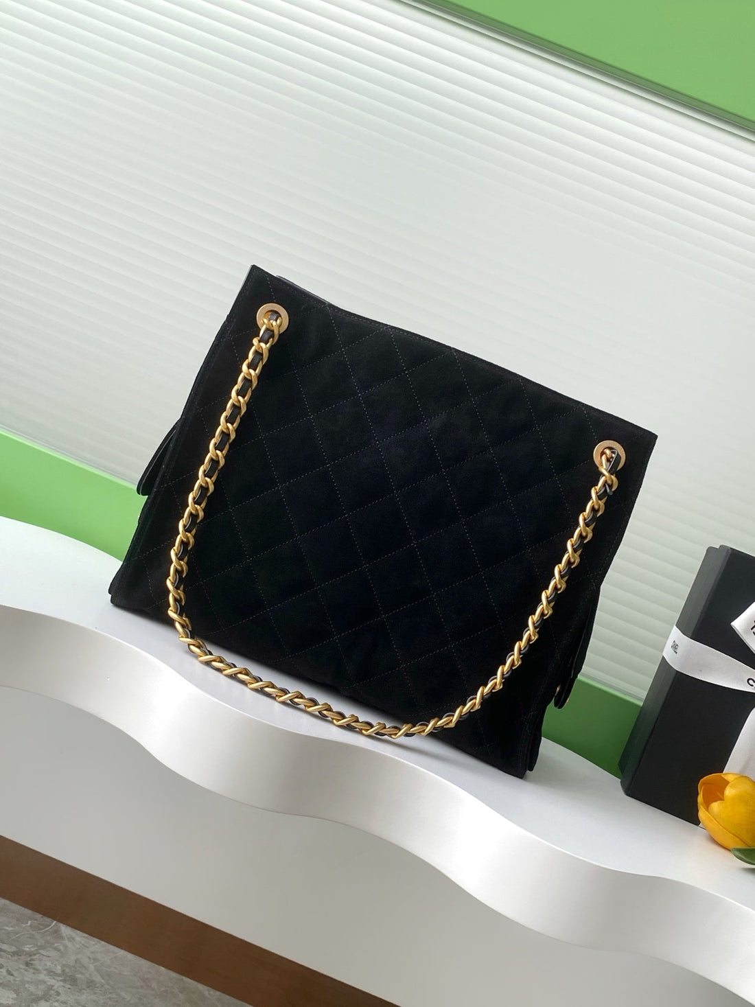 CC 25C Hobo Bag 31CM Black Matelasse Suede