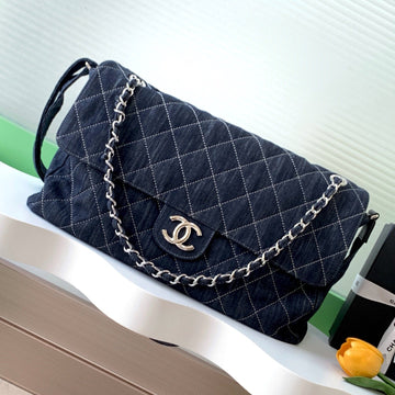 Chanel 25 Bag Navy Blue 40CM Denim Fabric 289495