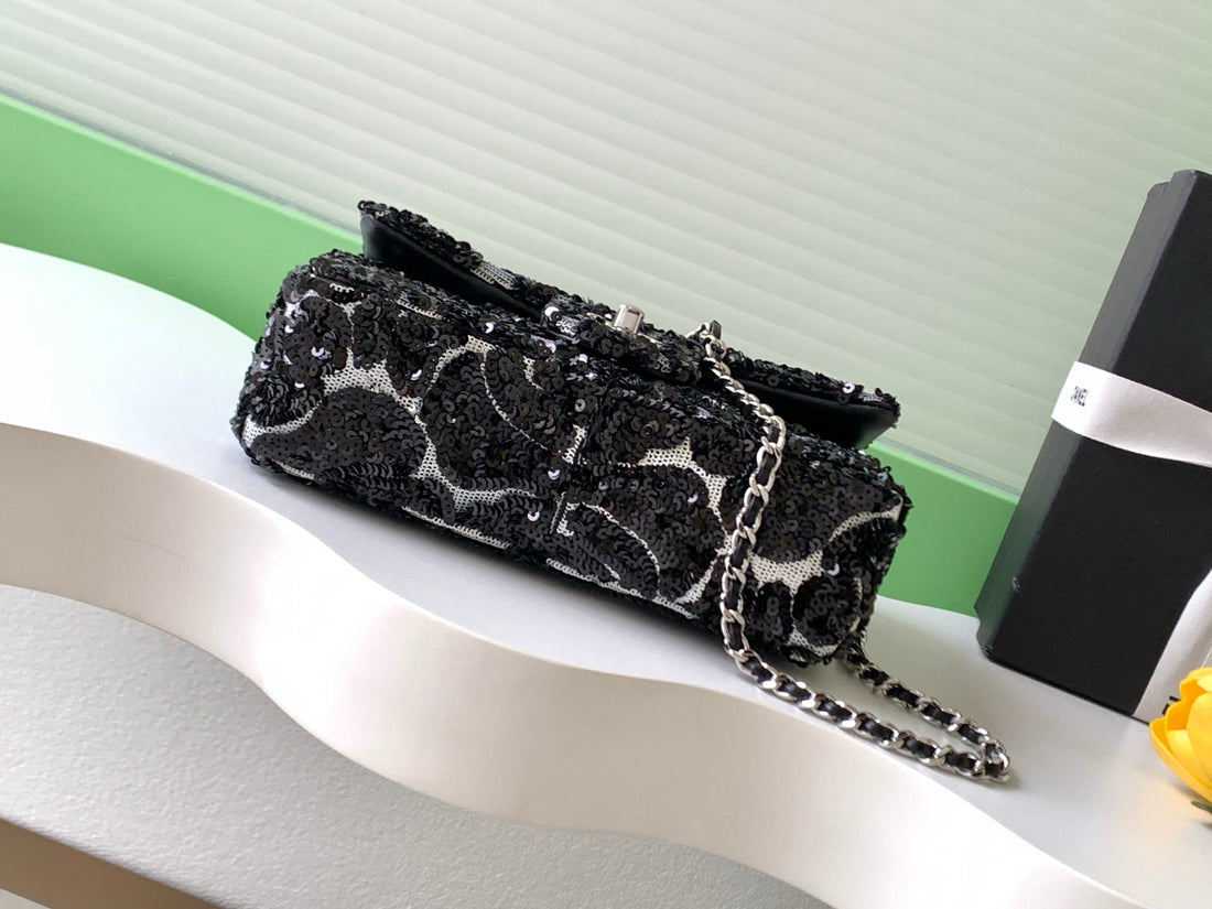 CC 2025 Flap Bag Black Sequin 298204