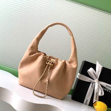 CC 2025 Hobo Bag 32CM Beige Calfskin