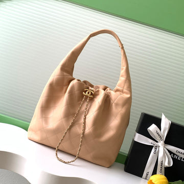 CC 2025 Hobo Bag 45CM Beige Calfskin