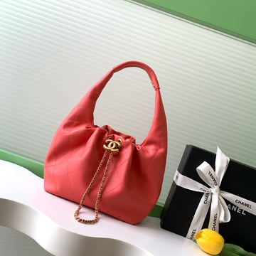CC 2025 Hobo Bag 32CM Red Calfskin