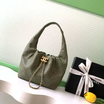 CC 2025 Hobo Bag 32CM Olive Calfskin