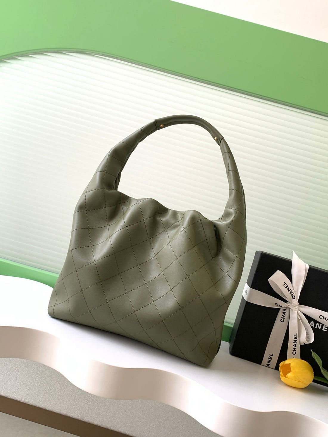 CC 2025 Hobo Bag 45CM Olive Calfskin