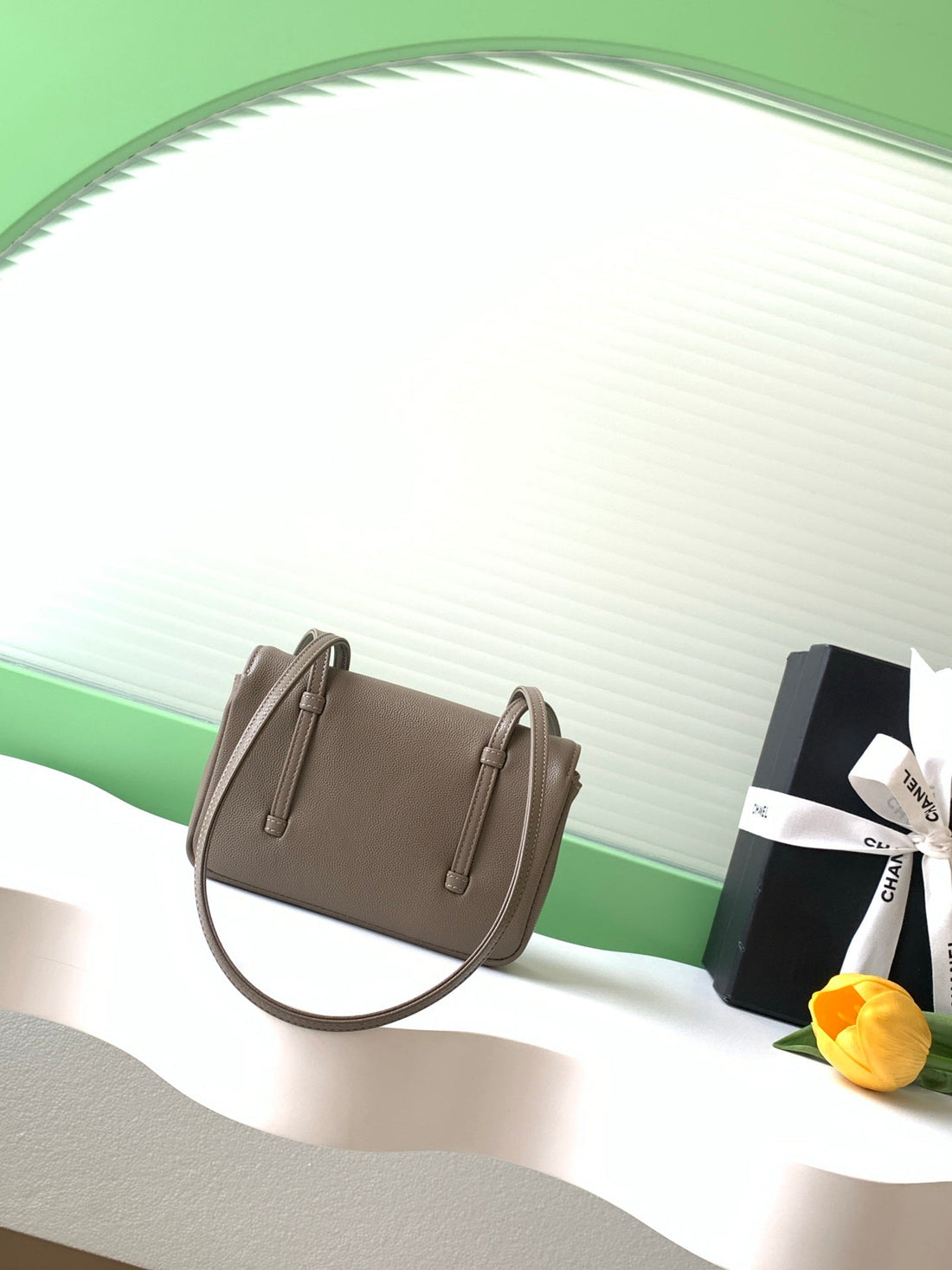 CC 2026 Preppy Coco Bag 17CM Taupe Caviar Leather Gold Hardware