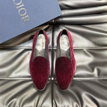 CD Timeless Oblique Loafer Red Pink Velvet