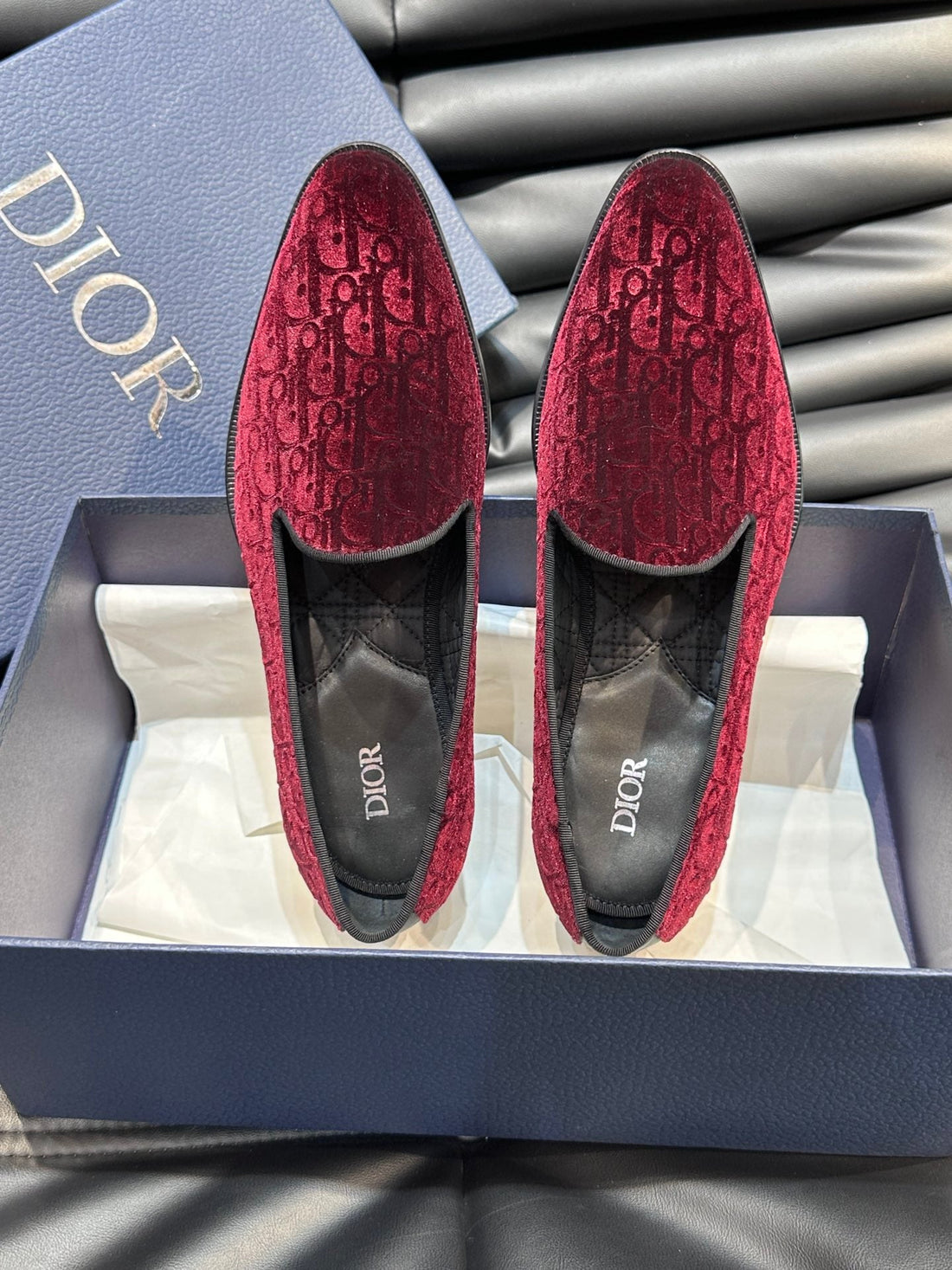 CD Timeless Oblique Loafer Red Pink Velvet