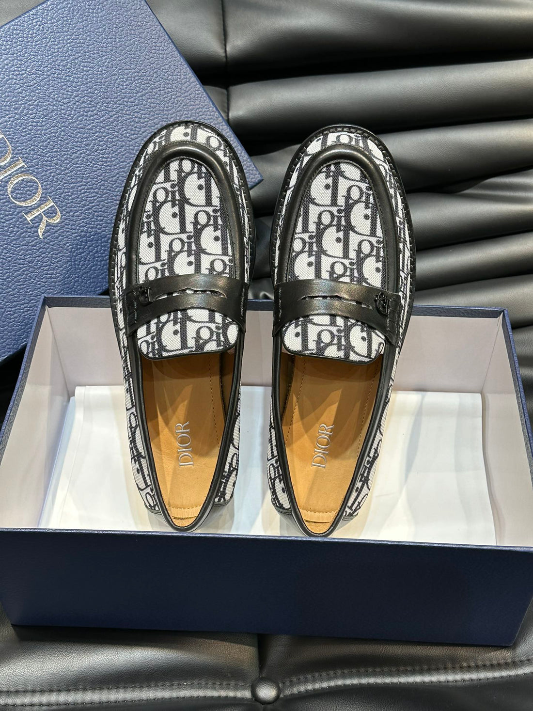 CD Granville Loafer Black-White Monogram Jacquard