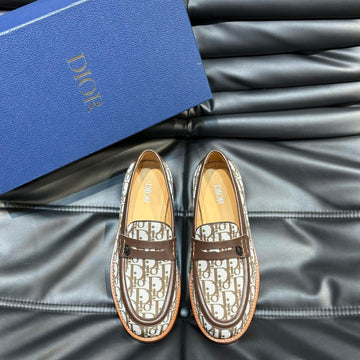 CD Granville Loafer Brown-White Monogram Jacquard