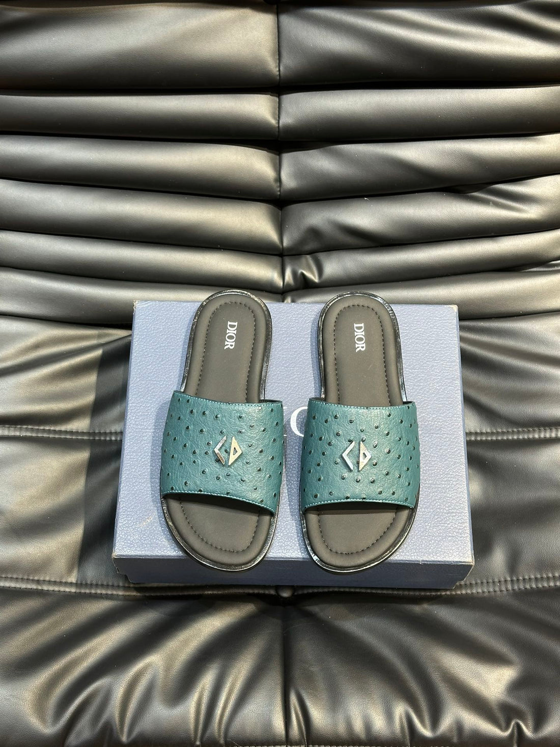 CD Alias Summer Slipper Sapphire Calfskin