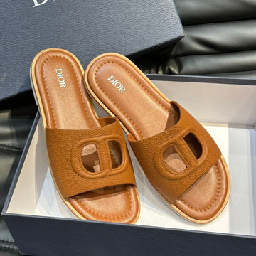 CD D-Club Slide Slipper Tiger Grained Calfskin