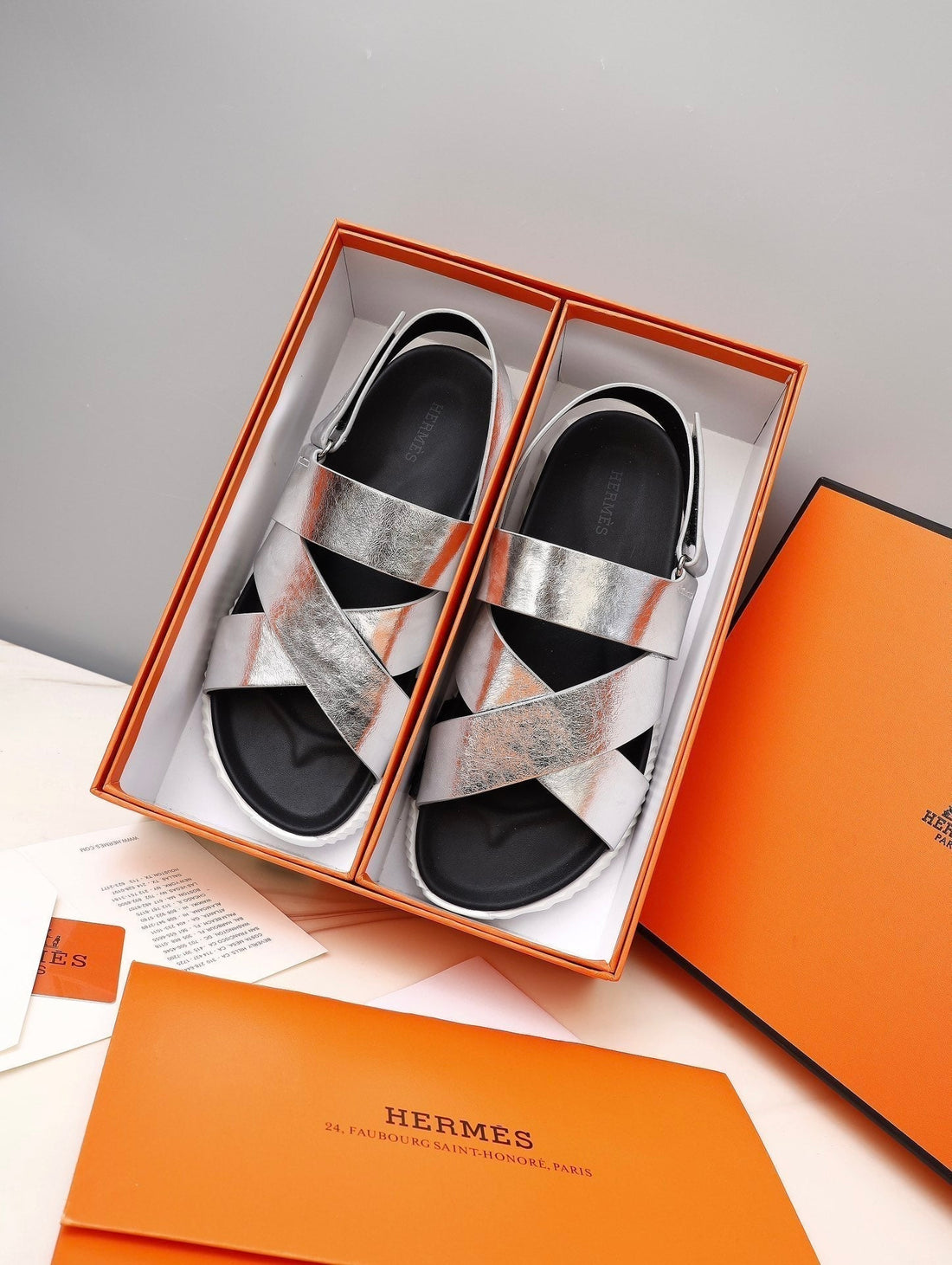 Hm Electric Sandal Silver Calfskin