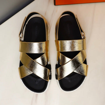 Hm Electric Sandal Metallic Gold Calfskin