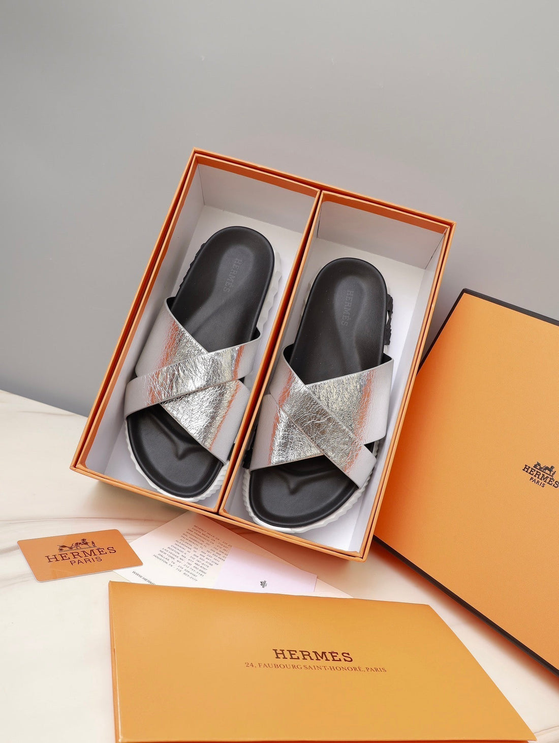 Hm Infra Sandal Silver Lambskin