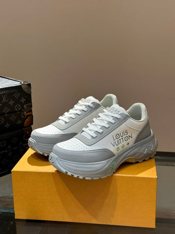 Thick-Soled Sneaker Grey And White Calfskin