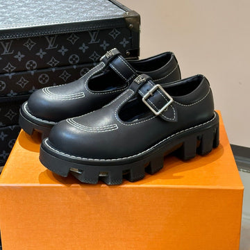 LV Checker Mary Jane Black Calfskin